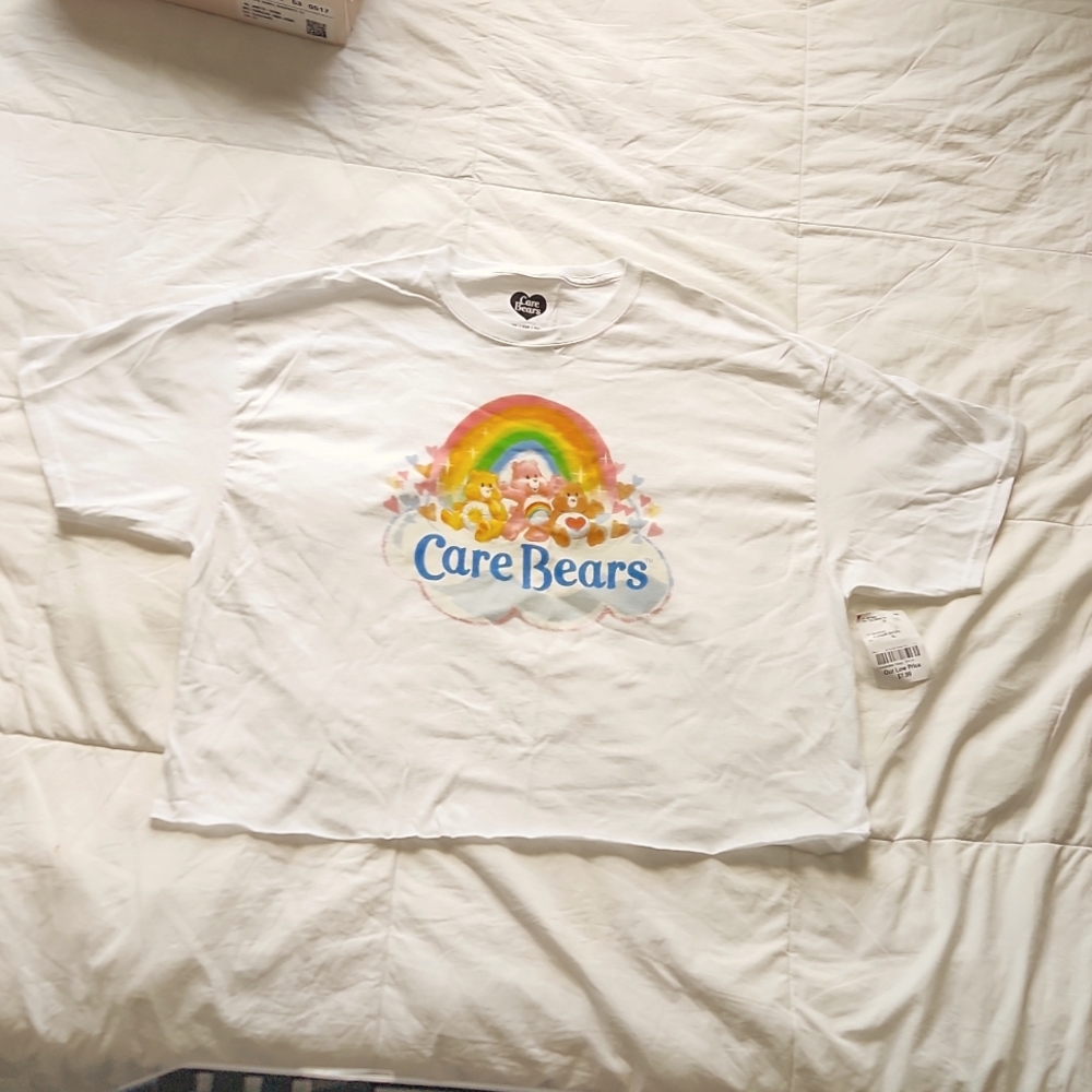 Brand new care bears white crop top size xl